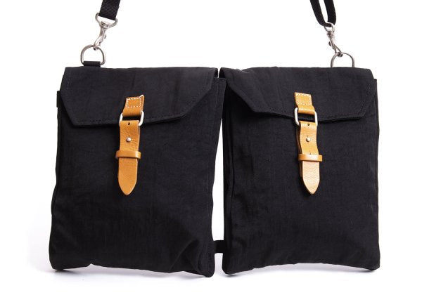 Y's Black Nylon Leather Shoulder Bag