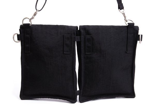 Y's Black Nylon Leather Shoulder Bag