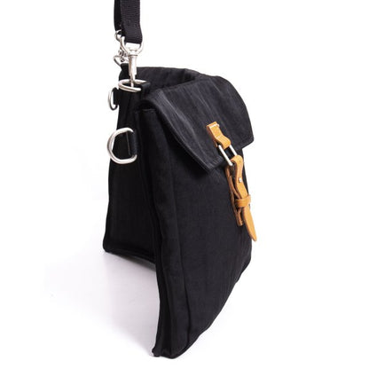Y's Black Nylon Leather Shoulder Bag