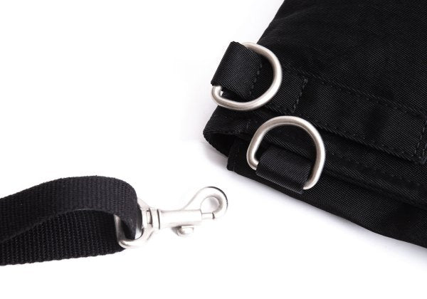 Y's Black Nylon Leather Shoulder Bag