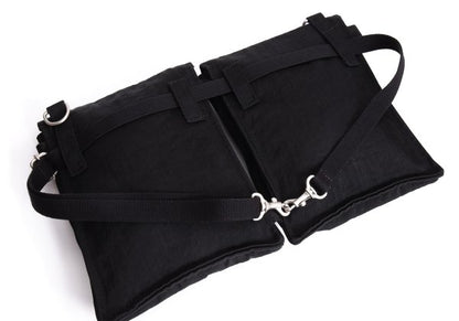 Y's Black Nylon Leather Shoulder Bag