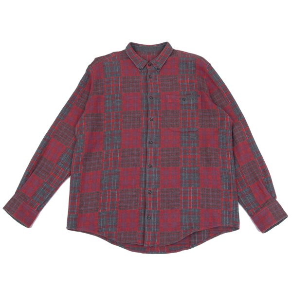 Papas Crazy Check Cotton Flannel Long Sleeve Shirt Red Size 50L