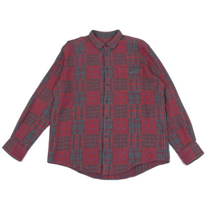 Papas Crazy Check Cotton Flannel Long Sleeve Shirt Red Size 50L