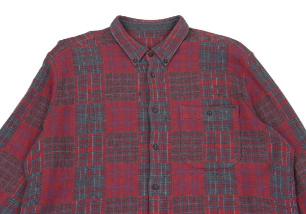 Papas Crazy Check Cotton Flannel Long Sleeve Shirt Red Size 50L