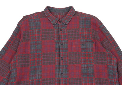 Papas Crazy Check Cotton Flannel Long Sleeve Shirt Red Size 50L