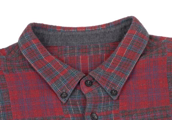 Papas Crazy Check Cotton Flannel Long Sleeve Shirt Red Size 50L