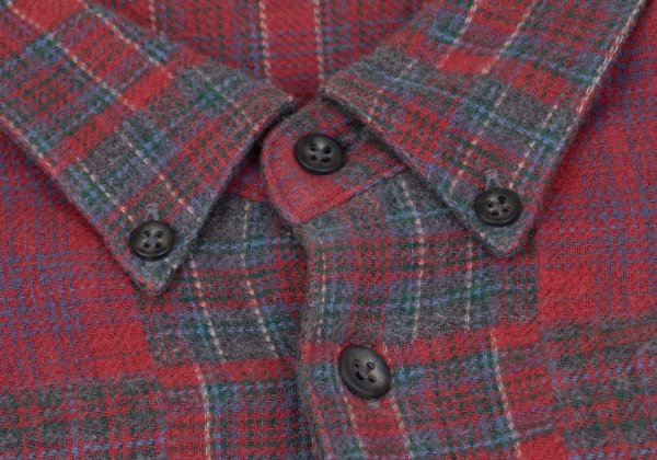 Papas Crazy Check Cotton Flannel Long Sleeve Shirt Red Size 50L
