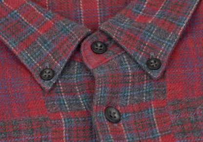 Papas Crazy Check Cotton Flannel Long Sleeve Shirt Red Size 50L