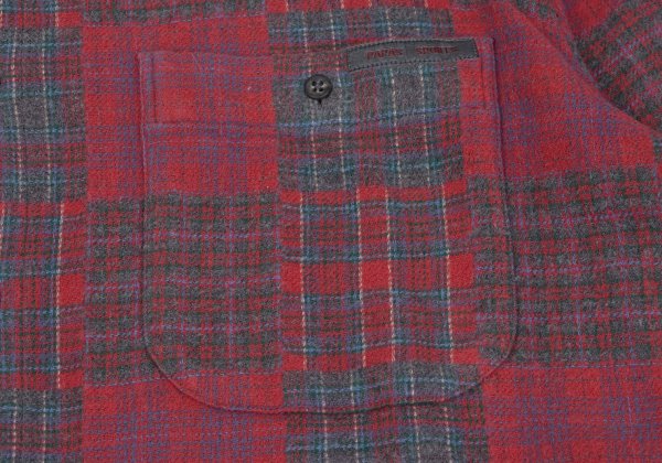 Papas Crazy Check Cotton Flannel Long Sleeve Shirt Red Size 50L