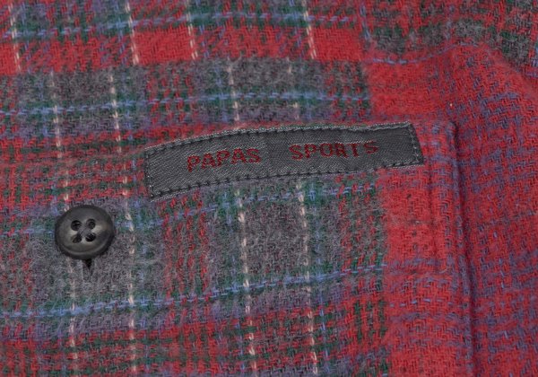 Papas Crazy Check Cotton Flannel Long Sleeve Shirt Red Size 50L