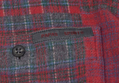 Papas Crazy Check Cotton Flannel Long Sleeve Shirt Red Size 50L