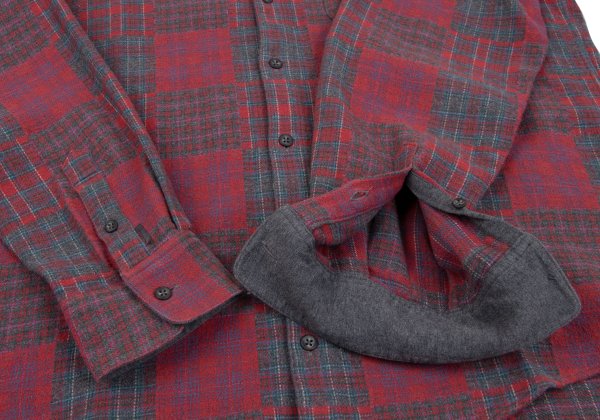 Papas Crazy Check Cotton Flannel Long Sleeve Shirt Red Size 50L