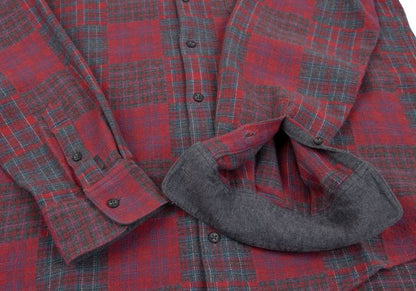 Papas Crazy Check Cotton Flannel Long Sleeve Shirt Red Size 50L