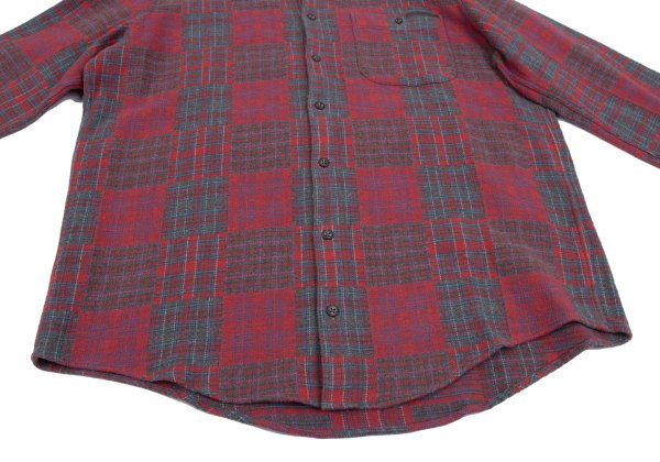 Papas Crazy Check Cotton Flannel Long Sleeve Shirt Red Size 50L