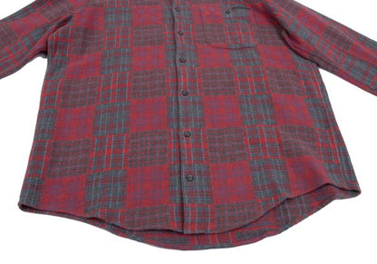 Papas Crazy Check Cotton Flannel Long Sleeve Shirt Red Size 50L