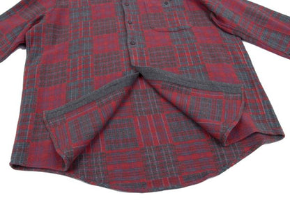 Papas Crazy Check Cotton Flannel Long Sleeve Shirt Red Size 50L