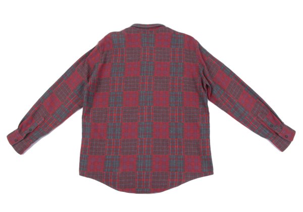 Papas Crazy Check Cotton Flannel Long Sleeve Shirt Red Size 50L