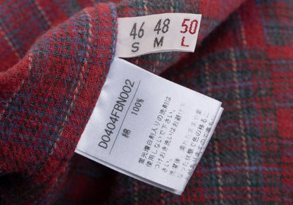 Papas Crazy Check Cotton Flannel Long Sleeve Shirt Red Size 50L