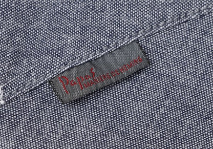 Papas Chambray Embroidered Zip Hoodie Blue Size 50L