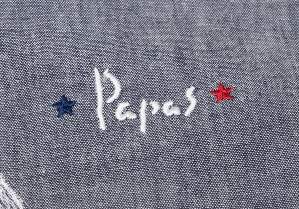 Papas Chambray Embroidered Zip Hoodie Blue Size 50L