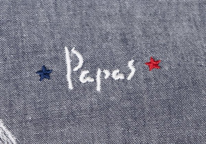 Papas Chambray Embroidered Zip Hoodie Blue Size 50L