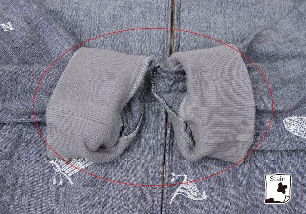Papas Chambray Embroidered Zip Hoodie Blue Size 50L