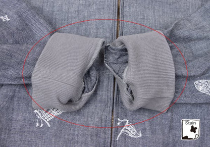 Papas Chambray Embroidered Zip Hoodie Blue Size 50L