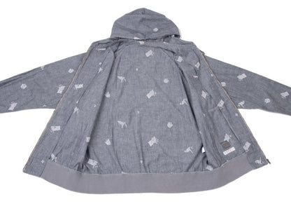 Papas Chambray Embroidered Zip Hoodie Blue Size 50L