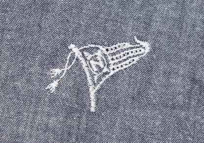 Papas Chambray Embroidered Zip Hoodie Blue Size 50L