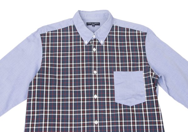 COMME des GARCONS HOMME Check Panel Button Shirt Blue Size S