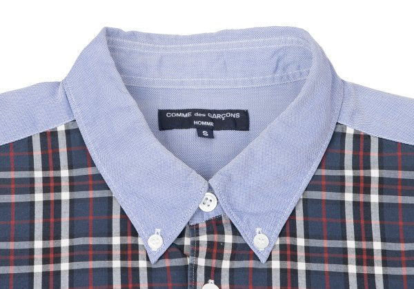 COMME des GARCONS HOMME Check Panel Button Shirt Blue Size S