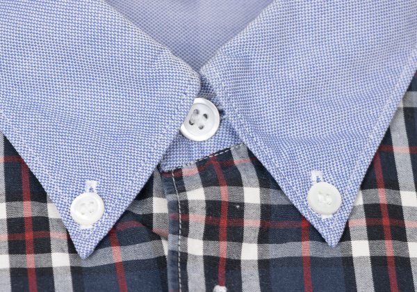 COMME des GARCONS HOMME Check Panel Button Shirt Blue Size S