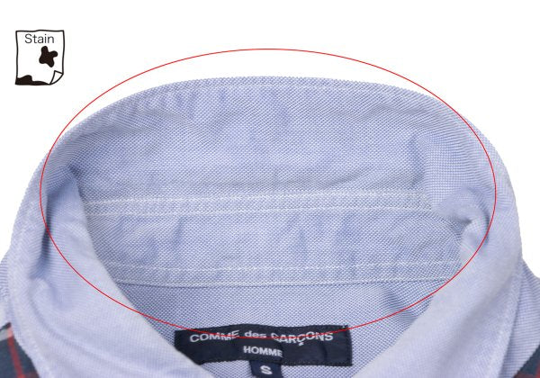 COMME des GARCONS HOMME Check Panel Button Shirt Blue Size S