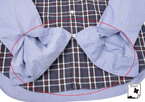 COMME des GARCONS HOMME Check Panel Button Shirt Blue Size S