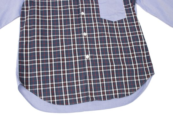COMME des GARCONS HOMME Check Panel Button Shirt Blue Size S