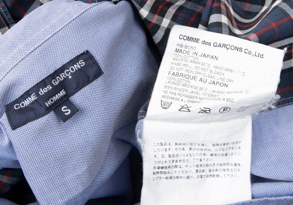 COMME des GARCONS HOMME Check Panel Button Shirt Blue Size S