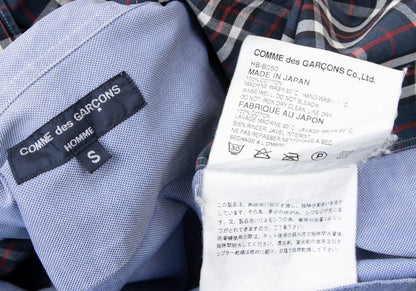 COMME des GARCONS HOMME Check Panel Button Shirt Blue Size S