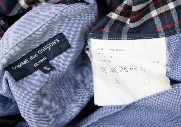 COMME des GARCONS HOMME Check Panel Button Shirt Blue Size S