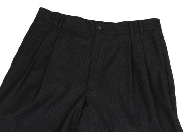 GIANNI VERSACE Wool Pinstripe Double Dark Gray Pants Size 50