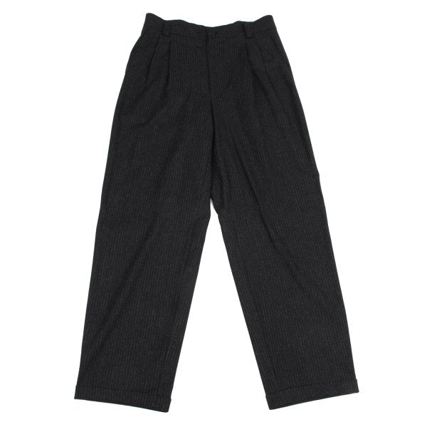 Versace Istante Wool Shadow Stripe Tuck Pants Dark Size 52