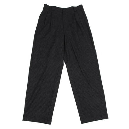 Versace Istante Wool Shadow Stripe Tuck Pants Dark Size 52