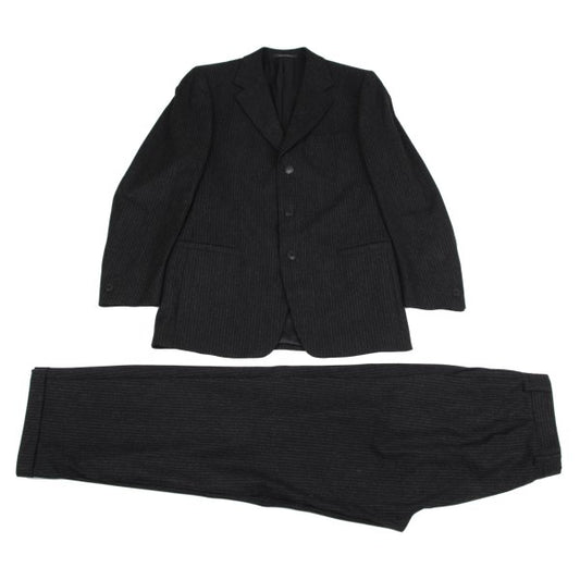 Versace istante Shadow Stripe Wool Suit Dark Gray Size 50