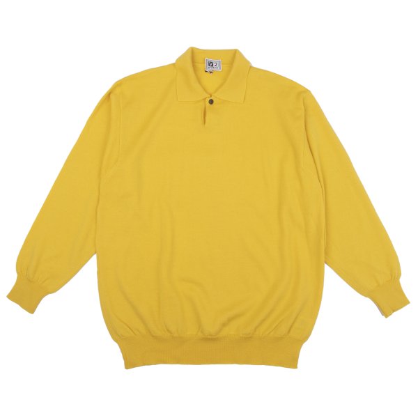 VERSACE CLASSIC V2 Wool Metal Button Polo Knit Yellow Size M
