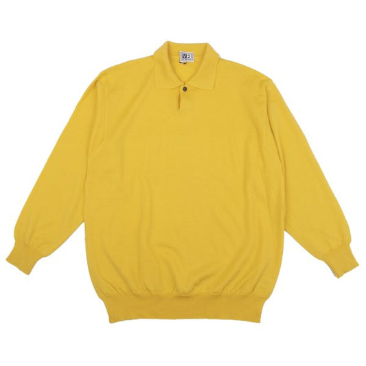 VERSACE CLASSIC V2 Wool Metal Button Polo Knit Yellow Size M