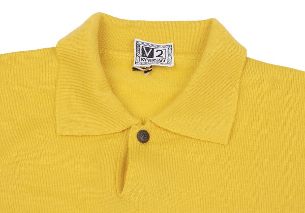 VERSACE CLASSIC V2 Wool Metal Button Polo Knit Yellow Size M