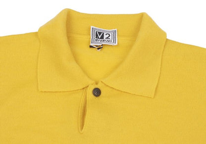 VERSACE CLASSIC V2 Wool Metal Button Polo Knit Yellow Size M