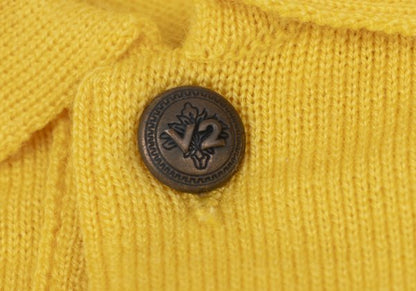 VERSACE CLASSIC V2 Wool Metal Button Polo Knit Yellow Size M