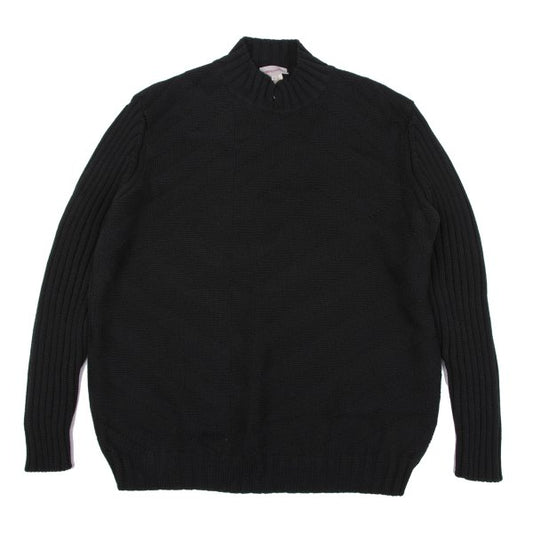 VERSACE CLASSIC Rib Sleeve Geometric Knit Black Size XL