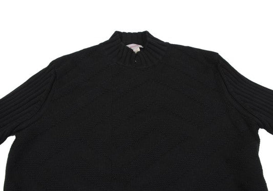 VERSACE CLASSIC Rib Sleeve Geometric Knit Black Size XL