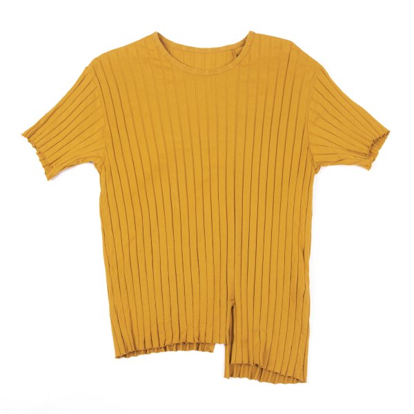 Y's 21SS Cotton Stripe Weave T-Shirt Yellow Size 2